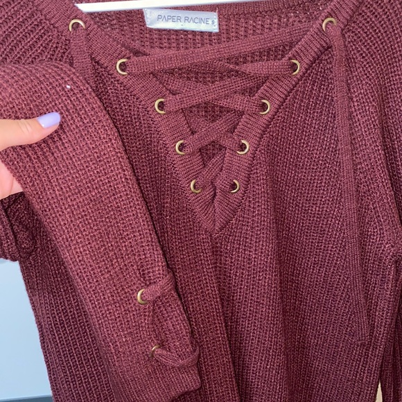Anthropologie , small , maroon knit long sleeve - Picture 2 of 2